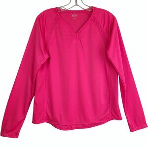 C9 By Champions Top Womens L Pink Duo Dry Athleisure Long Sleeve V Neck Pullove